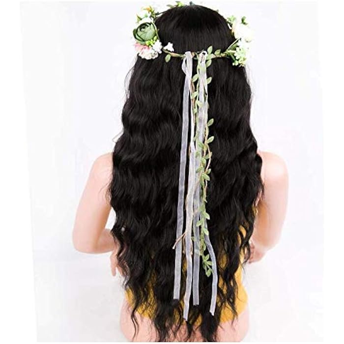 DILLARDS Black Wavy Wig Synthetic Natural Long Curly Wigs Loose Body Wave Wigs Heat Resistant Fiber Full Wigs For Women - Image 5